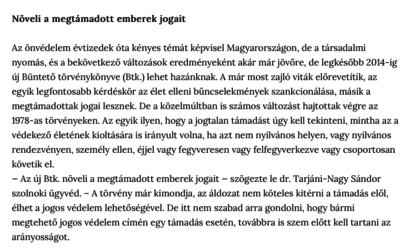 Az új BTK növeli az emberek jogait