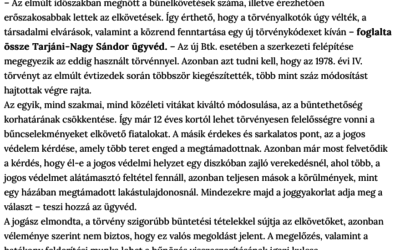 Törvény általi felelősségrevonás 12 éves kortól – változott a BTK